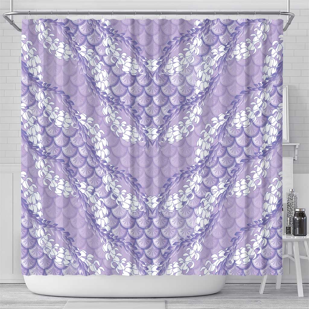 Lilac Mermaid Puakenikeni Maile Lei Shower Curtain