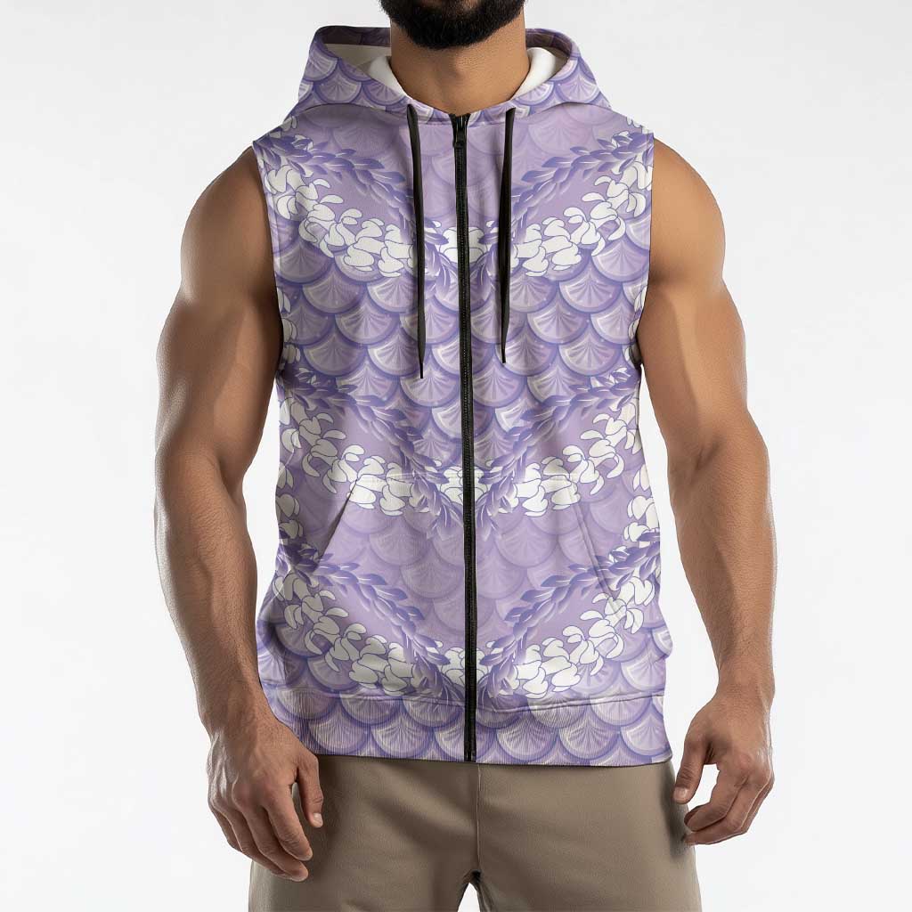 Lilac Mermaid Puakenikeni Maile Lei Sleeveless Zip Hoodie