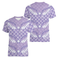 Lilac Mermaid Puakenikeni Maile Lei Women V-Neck T-Shirt