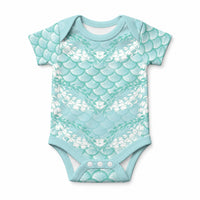 Light Turquoise Mermaid Puakenikeni Maile Lei Baby Onesie LT01 Turquoise - Polynesian Pride