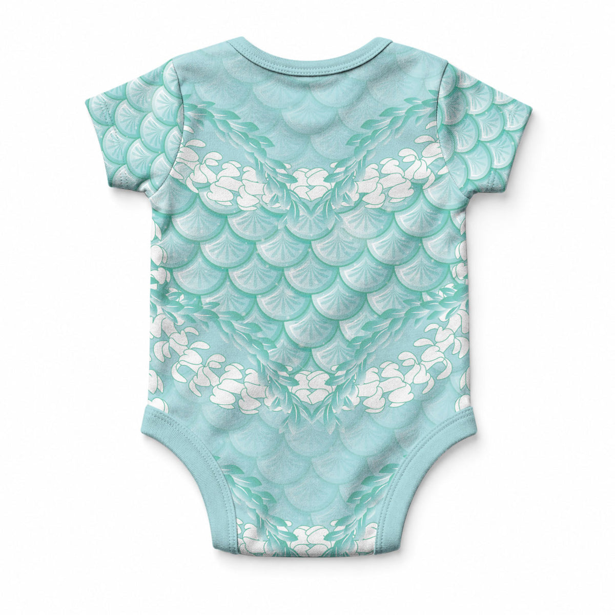 Light Turquoise Mermaid Puakenikeni Maile Lei Baby Onesie LT01 - Polynesian Pride