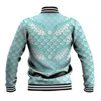 Light Turquoise Mermaid Puakenikeni Maile Lei Baseball Jacket LT01 - Polynesian Pride