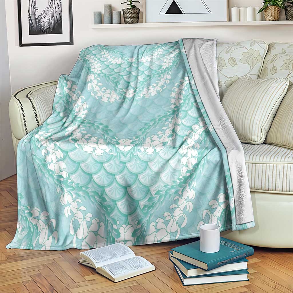 Light Turquoise Mermaid Puakenikeni Maile Lei Blanket LT01 Turquoise - Polynesian Pride