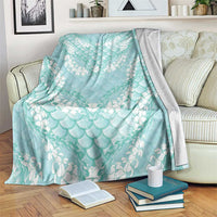 Light Turquoise Mermaid Puakenikeni Maile Lei Blanket LT01 Turquoise - Polynesian Pride