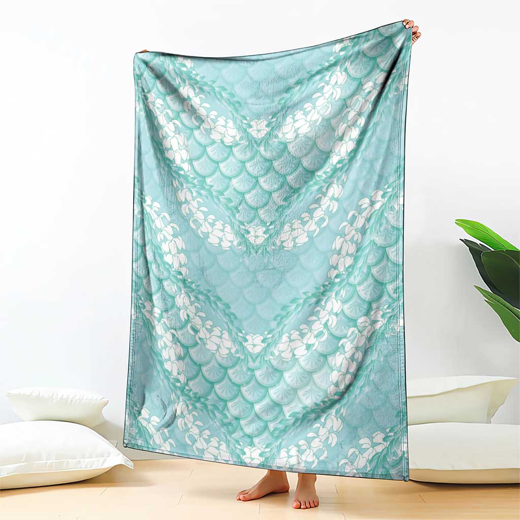 Light Turquoise Mermaid Puakenikeni Maile Lei Blanket LT01 - Polynesian Pride