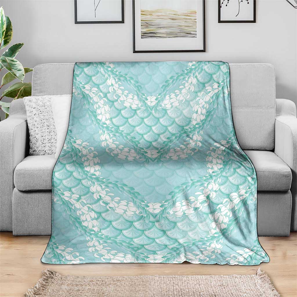 Light Turquoise Mermaid Puakenikeni Maile Lei Blanket LT01 - Polynesian Pride