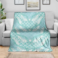 Light Turquoise Mermaid Puakenikeni Maile Lei Blanket LT01 - Polynesian Pride