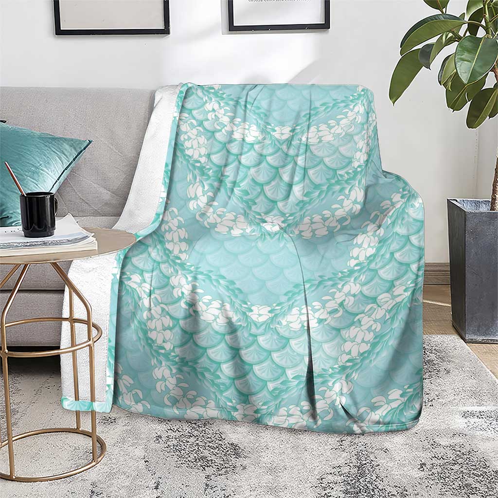 Light Turquoise Mermaid Puakenikeni Maile Lei Blanket LT01 - Polynesian Pride