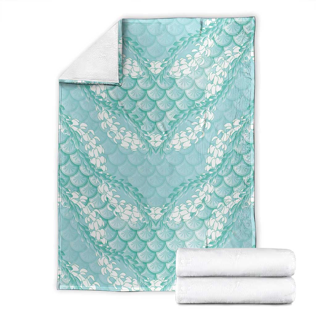 Light Turquoise Mermaid Puakenikeni Maile Lei Blanket LT01 - Polynesian Pride