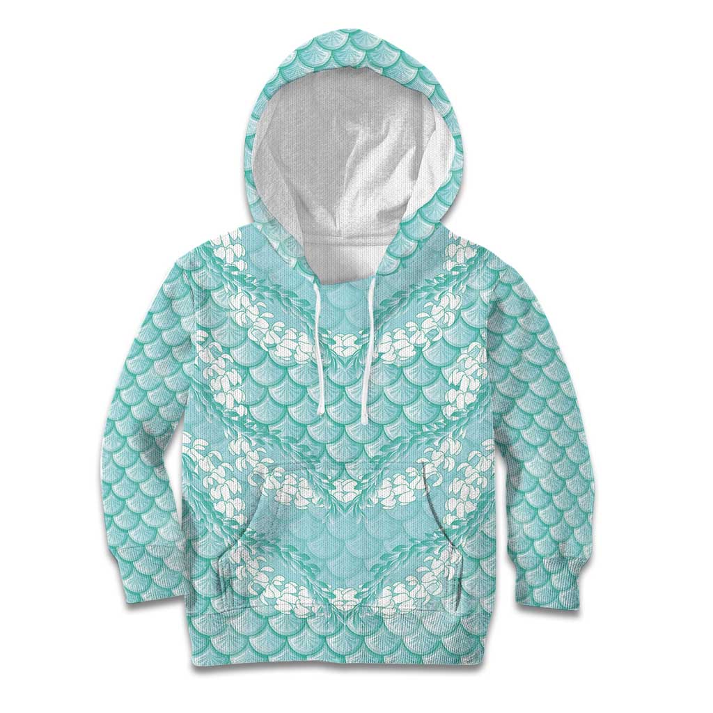 Light Turquoise Mermaid Puakenikeni Maile Lei Kid Hoodie
