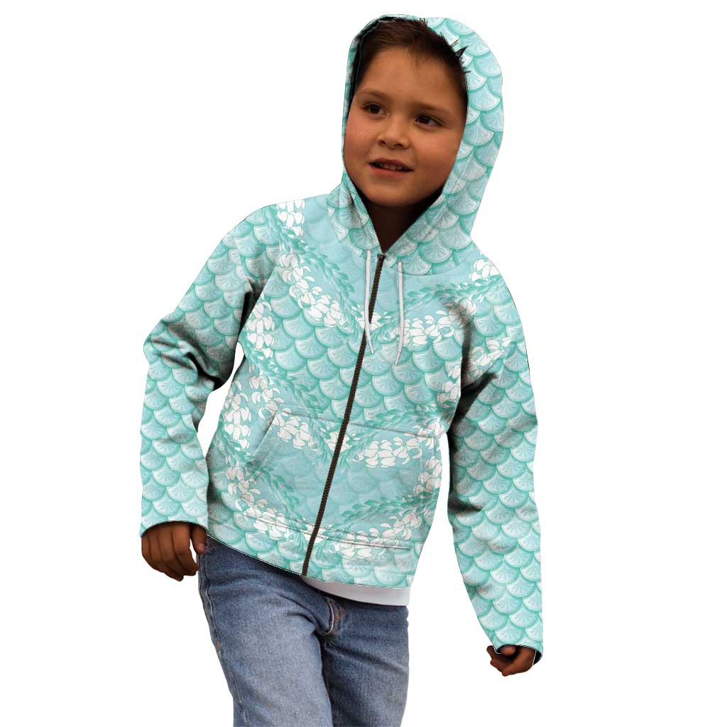 Light Turquoise Mermaid Puakenikeni Maile Lei Kid Hoodie