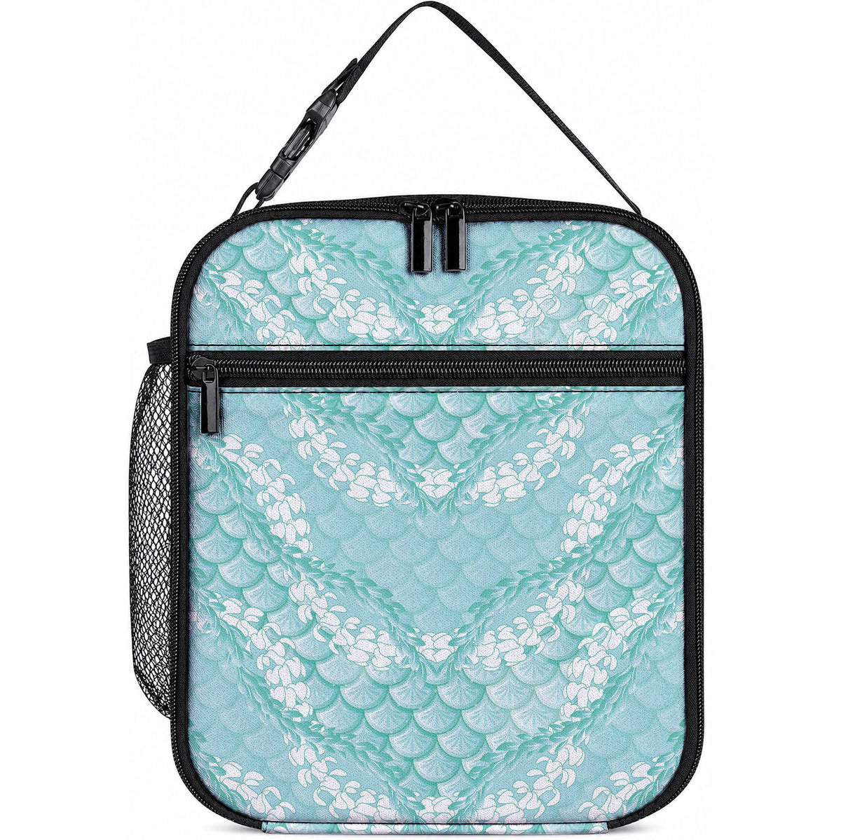 Light Turquoise Mermaid Puakenikeni Maile Lei Lunch Bag LT01 10.2 × 8.3 × 4.3 inch Turquoise - Polynesian Pride