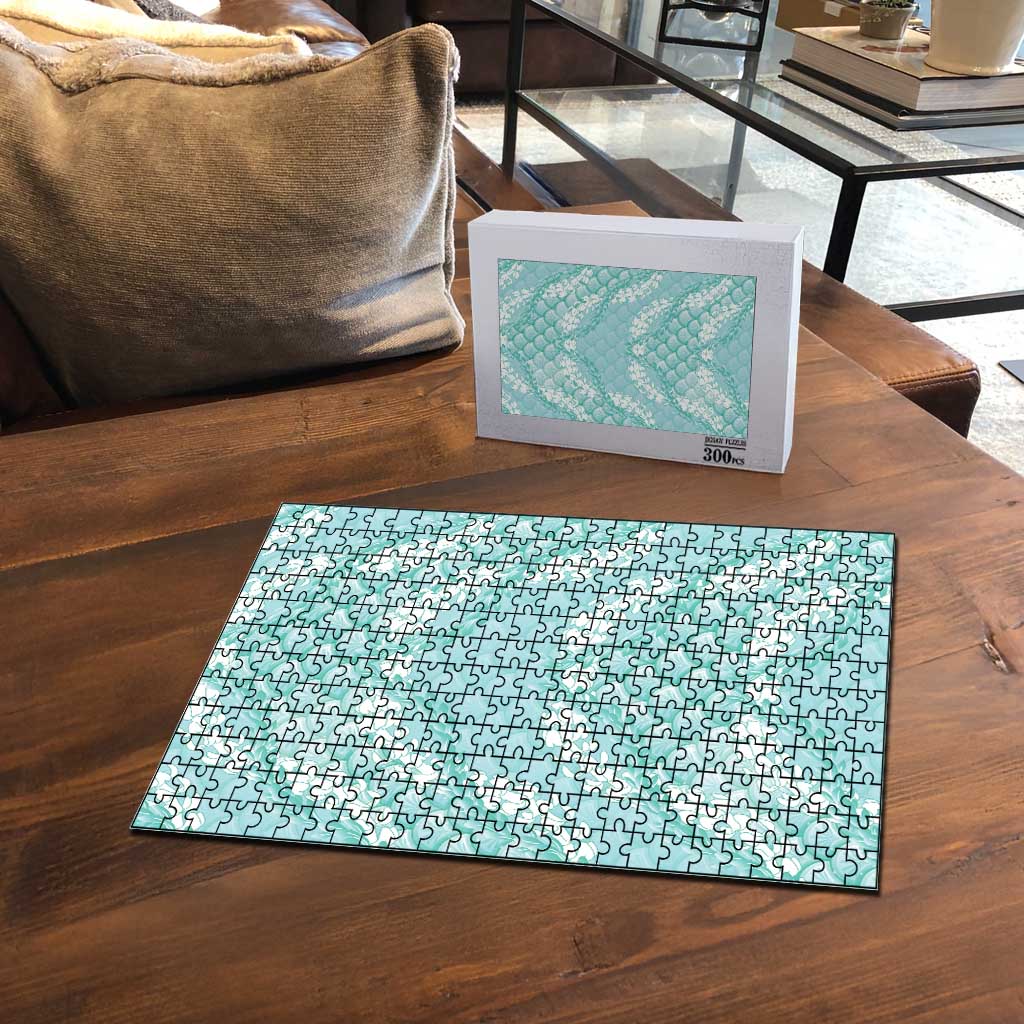 Light Turquoise Mermaid Puakenikeni Maile Lei Puzzle LT01 - Polynesian Pride