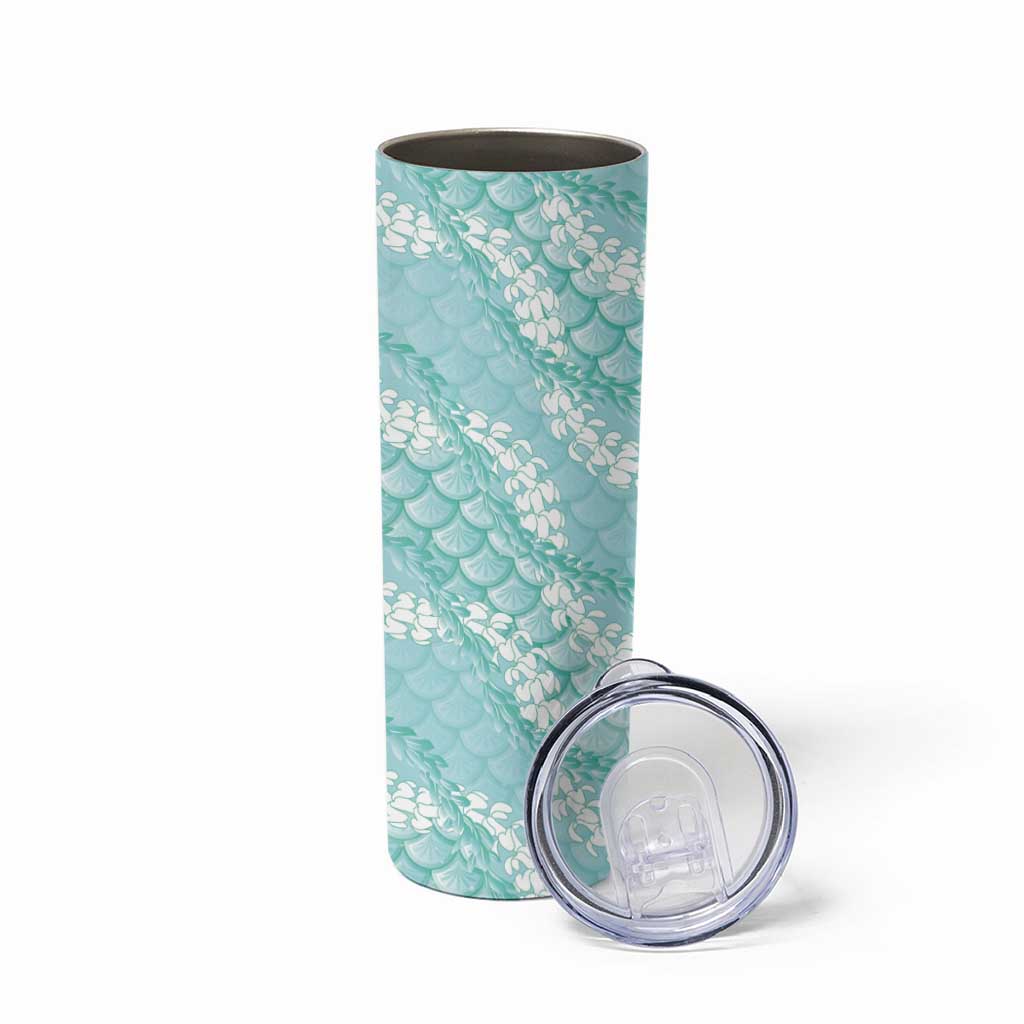 Light Turquoise Mermaid Puakenikeni Maile Lei Skinny Tumbler