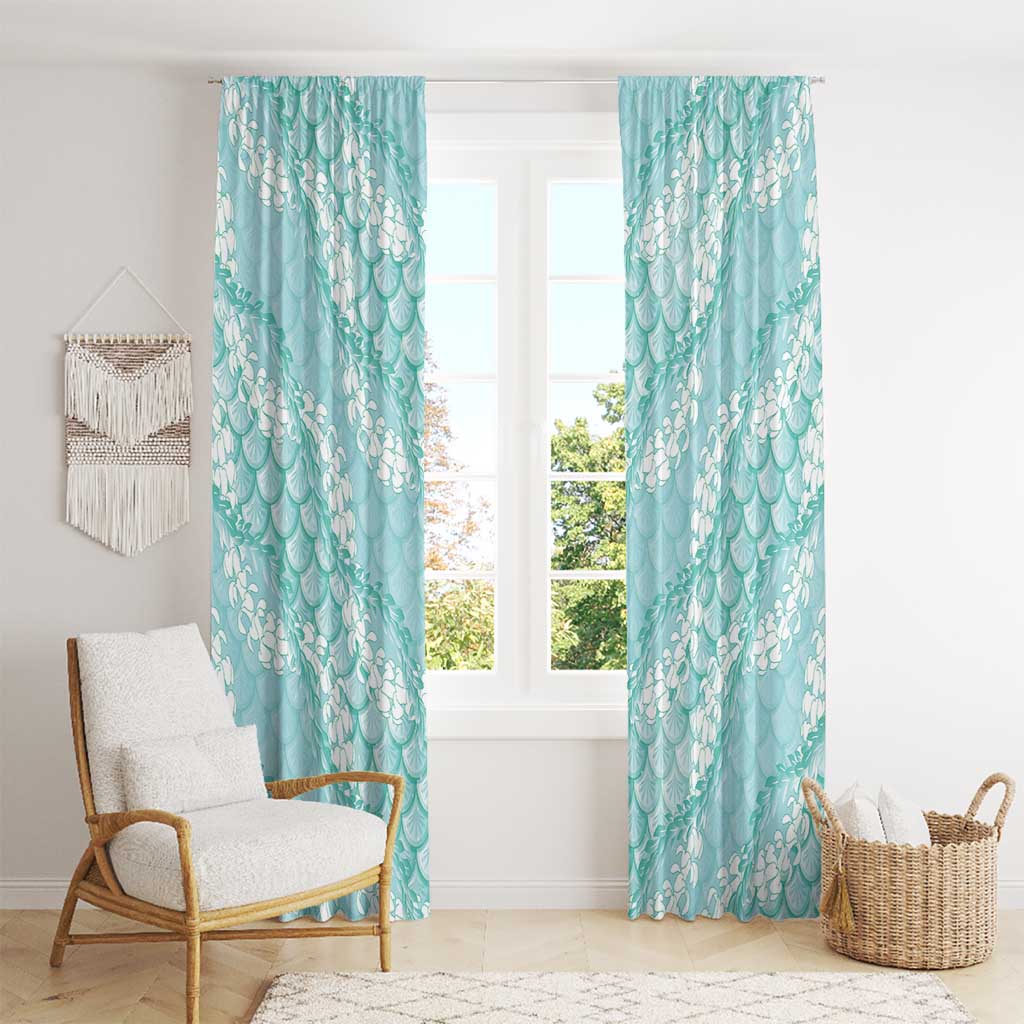 Light Turquoise Mermaid Puakenikeni Maile Lei Window Curtain