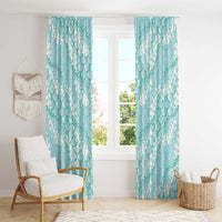 Light Turquoise Mermaid Puakenikeni Maile Lei Window Curtain