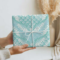 Light Turquoise Mermaid Puakenikeni Maile Lei Wrapping Paper