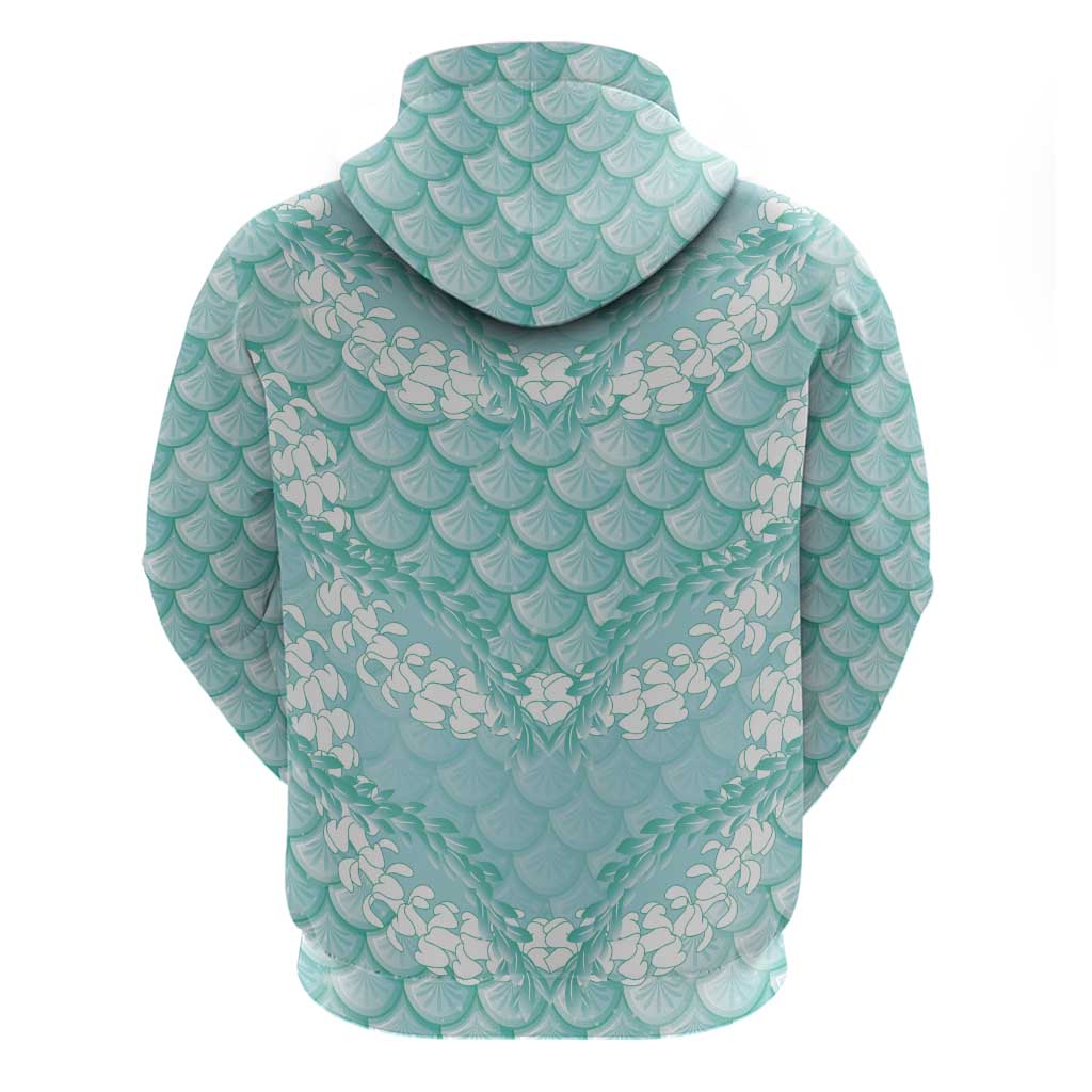 Light Turquoise Mermaid Puakenikeni Maile Lei Zip Hoodie LT01 - Polynesian Pride