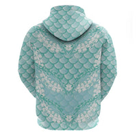 Light Turquoise Mermaid Puakenikeni Maile Lei Zip Hoodie LT01 - Polynesian Pride