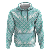 Light Turquoise Mermaid Puakenikeni Maile Lei Zip Hoodie LT01 Pullover Hoodie Turquoise - Polynesian Pride