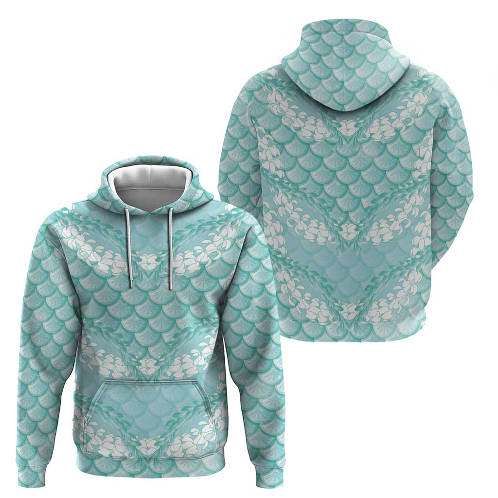 Light Turquoise Mermaid Puakenikeni Maile Lei Zip Hoodie LT01 - Polynesian Pride