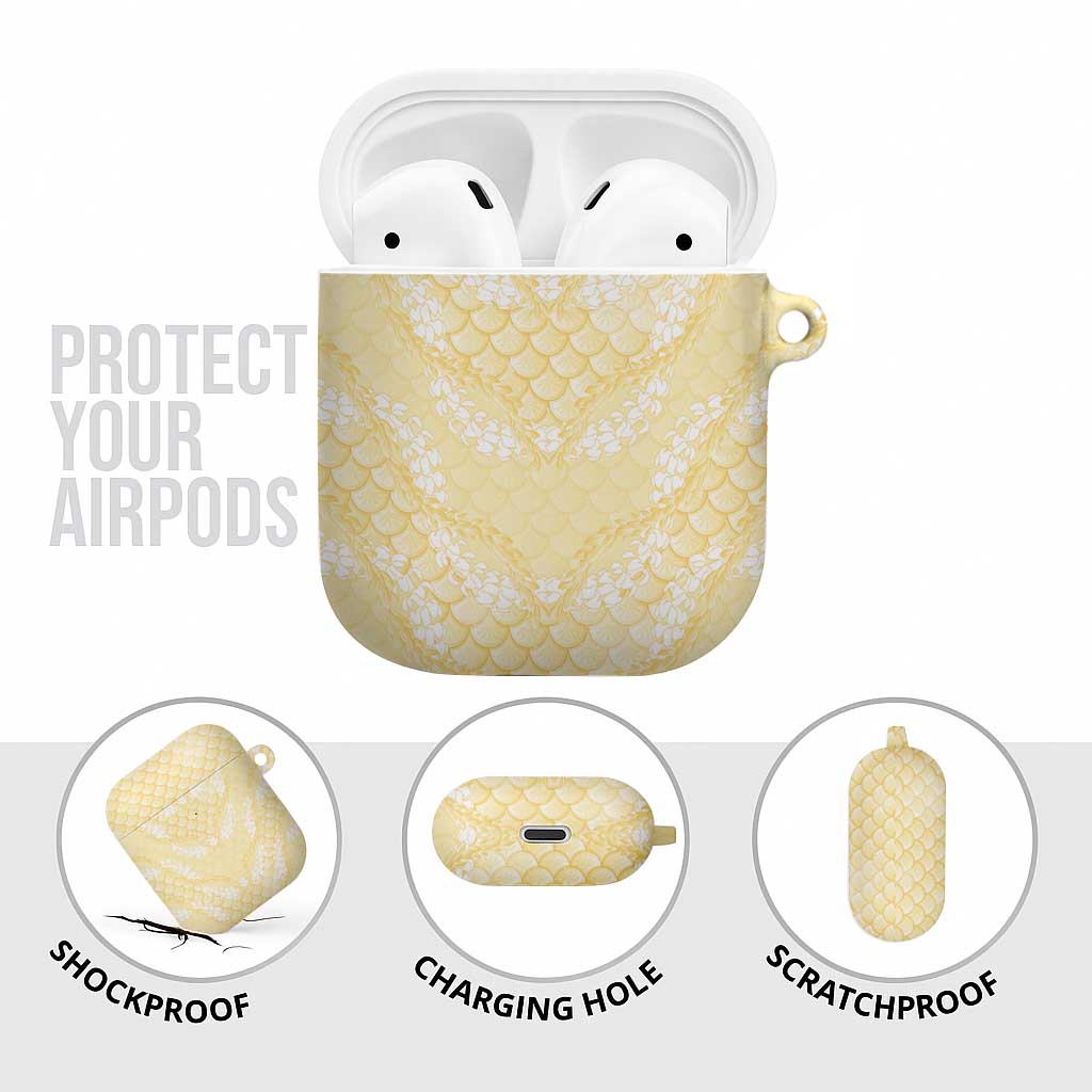 Pastel Yellow Mermaid Puakenikeni Maile Lei AirPods Case