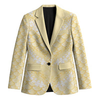 Pastel Yellow Mermaid Puakenikeni Maile Lei Blazer