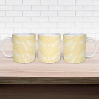 Pastel Yellow Mermaid Puakenikeni Maile Lei Ceramic Mug
