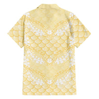 Pastel Yellow Mermaid Puakenikeni Maile Lei Family Matching Puletasi and Hawaiian Shirt LT01 - Polynesian Pride