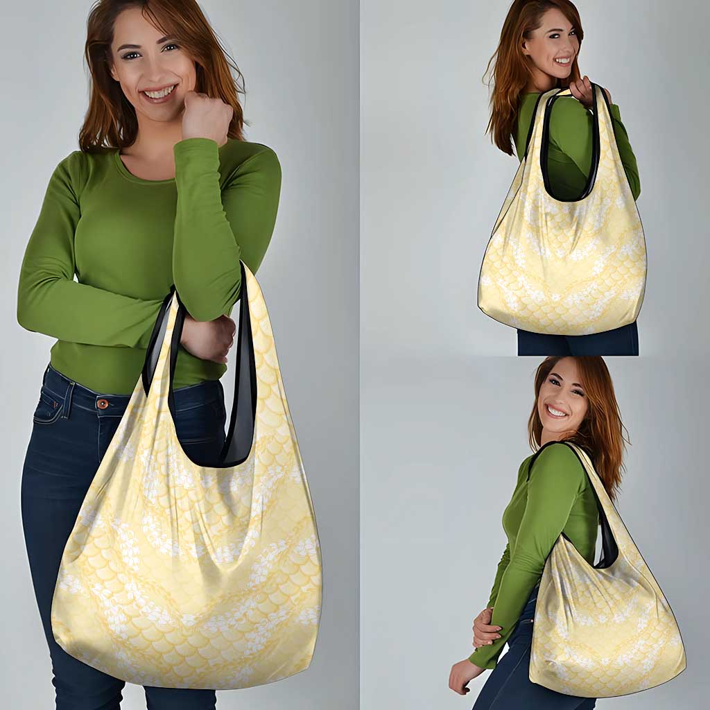 Pastel Yellow Mermaid Puakenikeni Maile Lei Grocery Bag