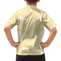 Pastel Yellow Mermaid Puakenikeni Maile Lei Kid Hawaiian Shirt