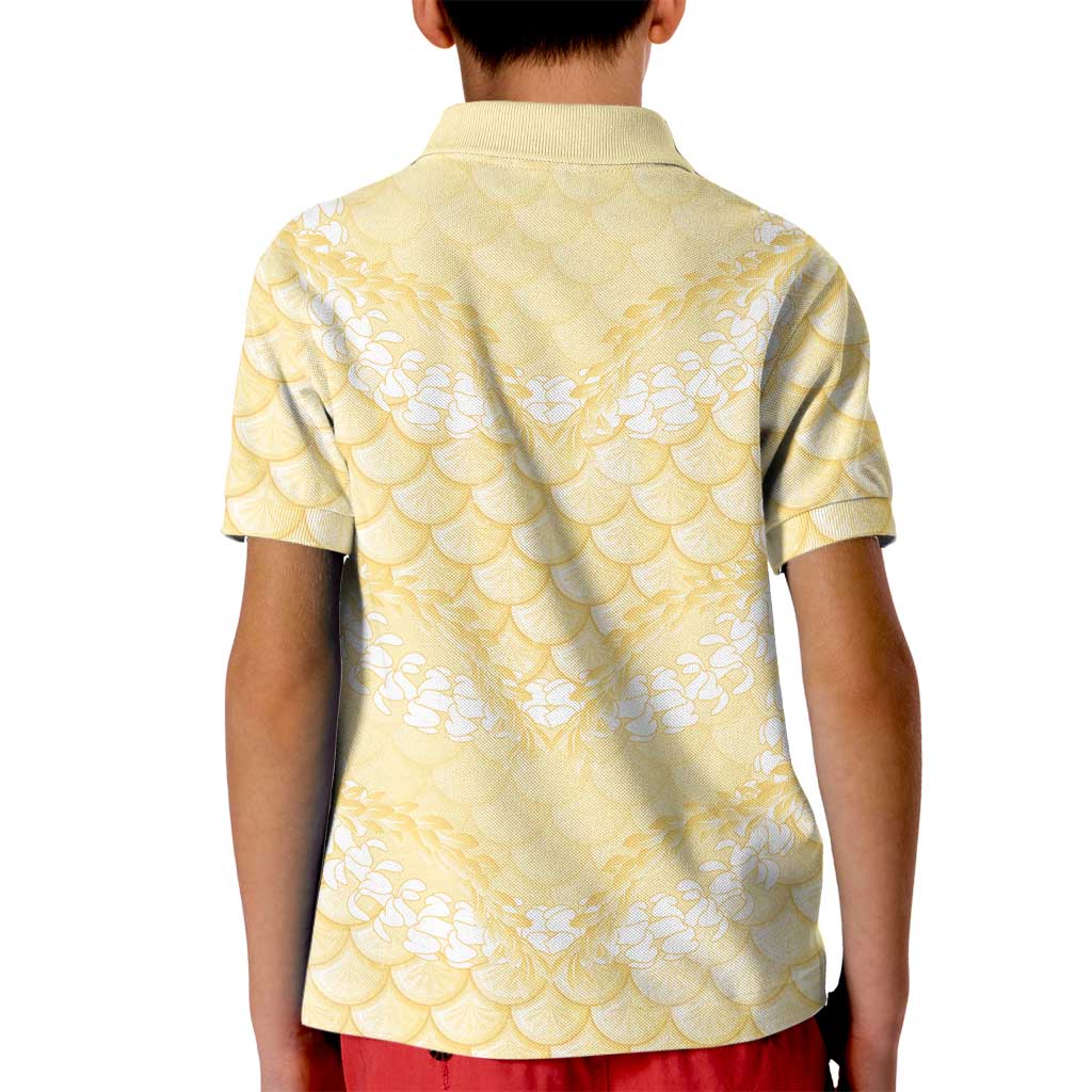 Pastel Yellow Mermaid Puakenikeni Maile Lei Kid Polo Shirt