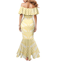 Pastel Yellow Mermaid Puakenikeni Maile Lei Mermaid Dress LT01 - Polynesian Pride