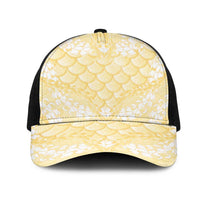 Pastel Yellow Mermaid Puakenikeni Maile Lei Mesh Trucker Cap