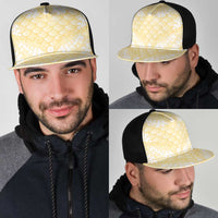 Pastel Yellow Mermaid Puakenikeni Maile Lei Mesh Trucker Cap