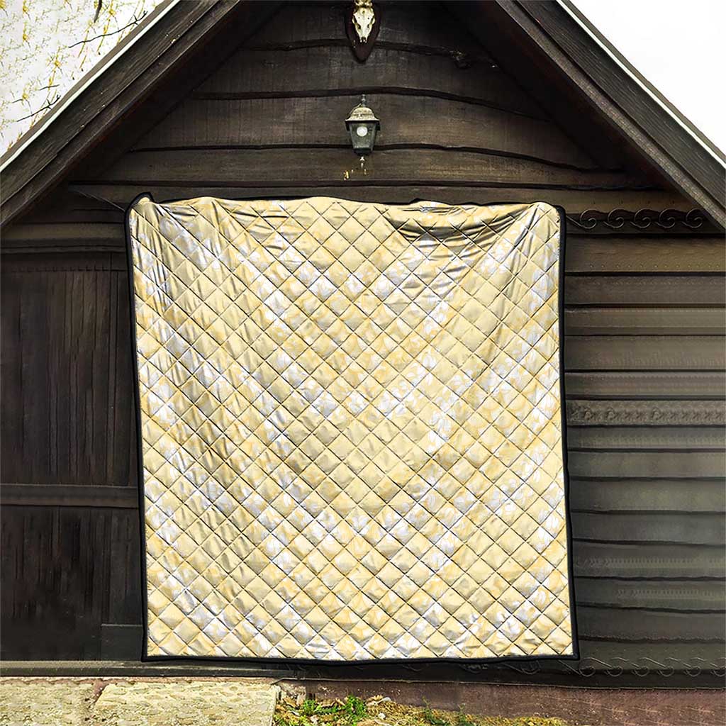 Pastel Yellow Mermaid Puakenikeni Maile Lei Quilt