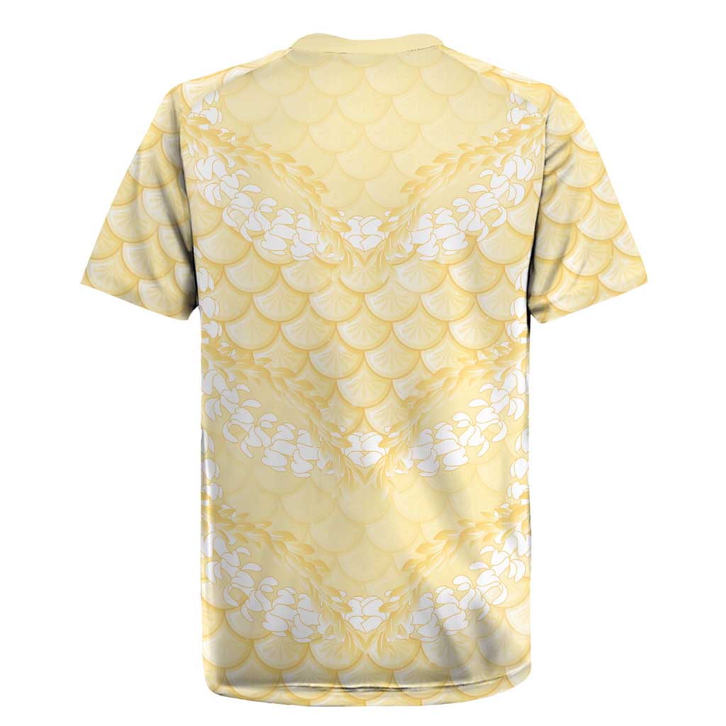 Pastel Yellow Mermaid Puakenikeni Maile Lei Rugby Jersey