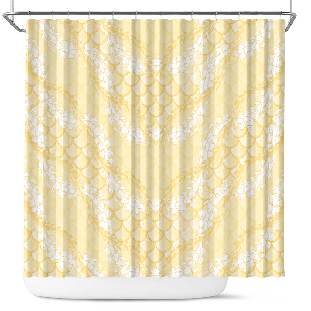 Pastel Yellow Mermaid Puakenikeni Maile Lei Shower Curtain