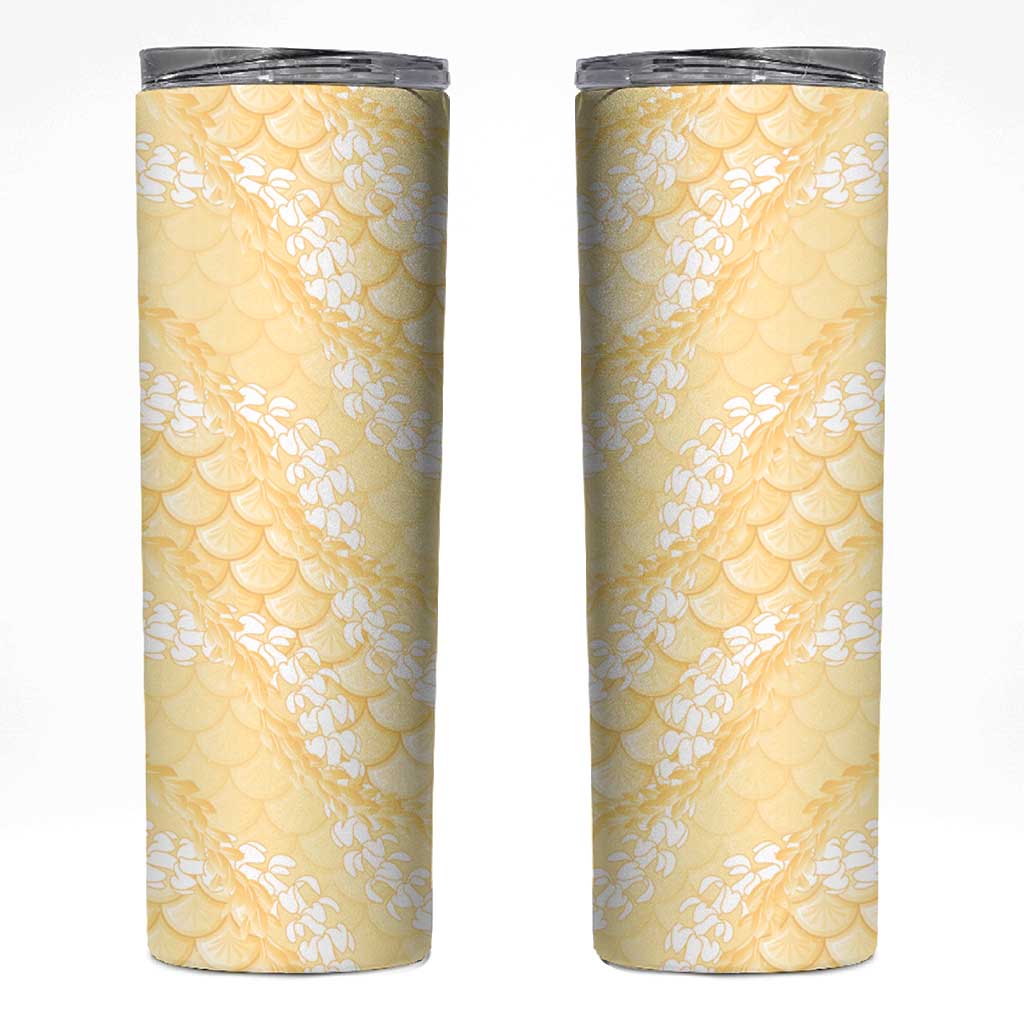 Pastel Yellow Mermaid Puakenikeni Maile Lei Skinny Tumbler