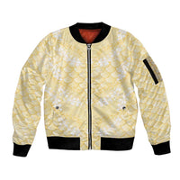 Pastel Yellow Mermaid Puakenikeni Maile Lei Sleeve Zip Bomber Jacket LT01 Unisex Yellow - Polynesian Pride