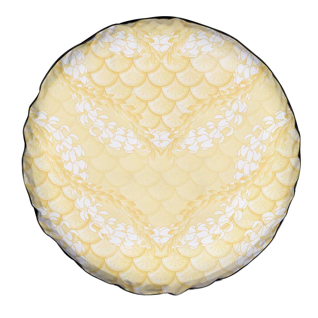 Pastel Yellow Mermaid Puakenikeni Maile Lei Spare Tire Cover LT01 - Polynesian Pride