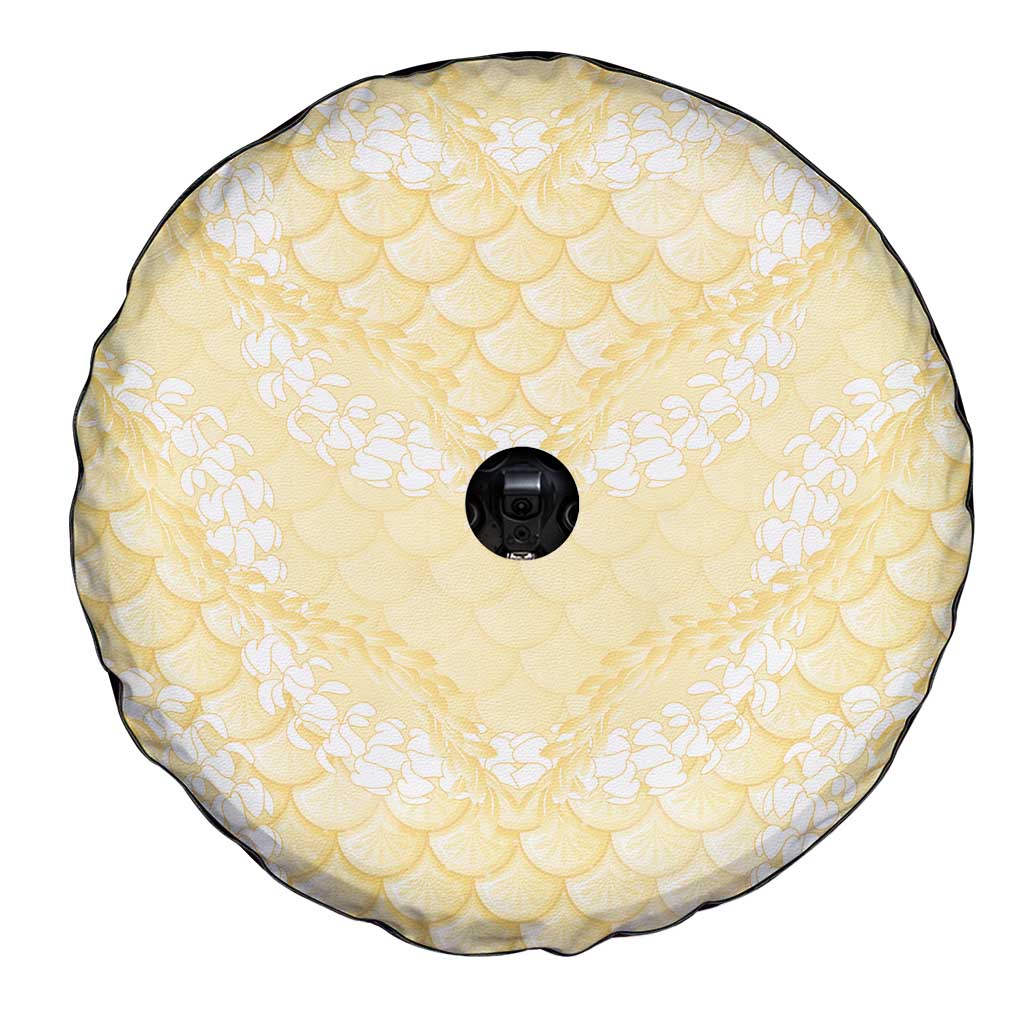 Pastel Yellow Mermaid Puakenikeni Maile Lei Spare Tire Cover LT01 - Polynesian Pride