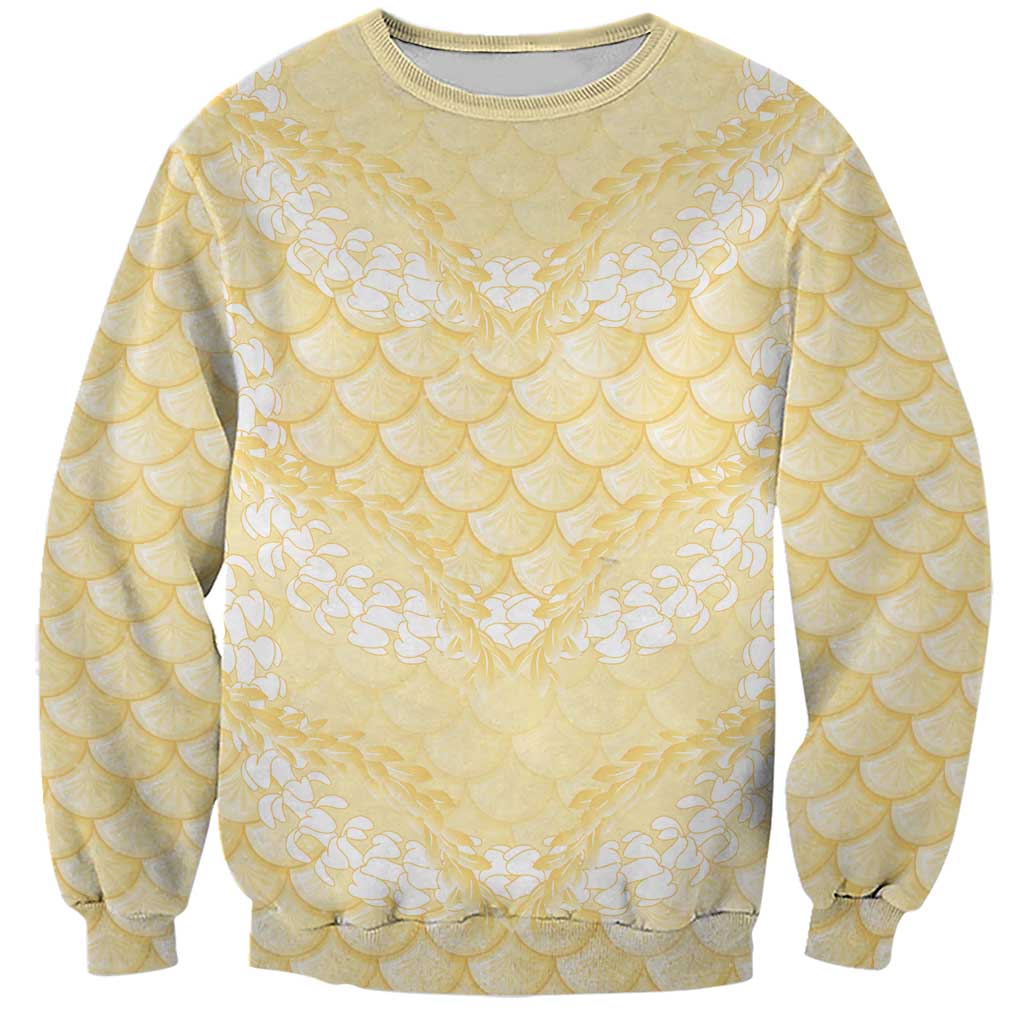 Pastel Yellow Mermaid Puakenikeni Maile Lei Sweatshirt