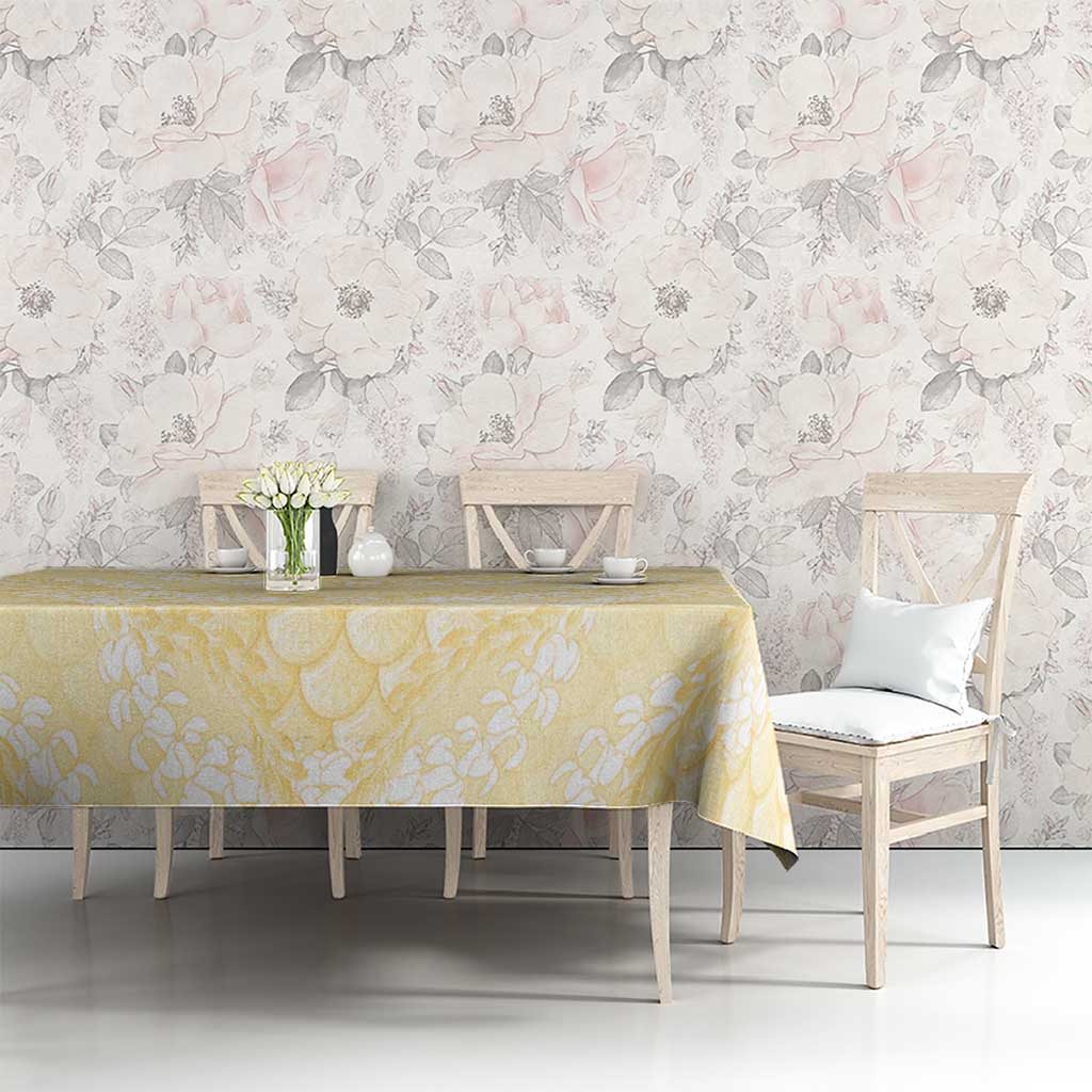 Pastel Yellow Mermaid Puakenikeni Maile Lei Tablecloth