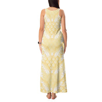 Pastel Yellow Mermaid Puakenikeni Maile Lei Tank Maxi Dress