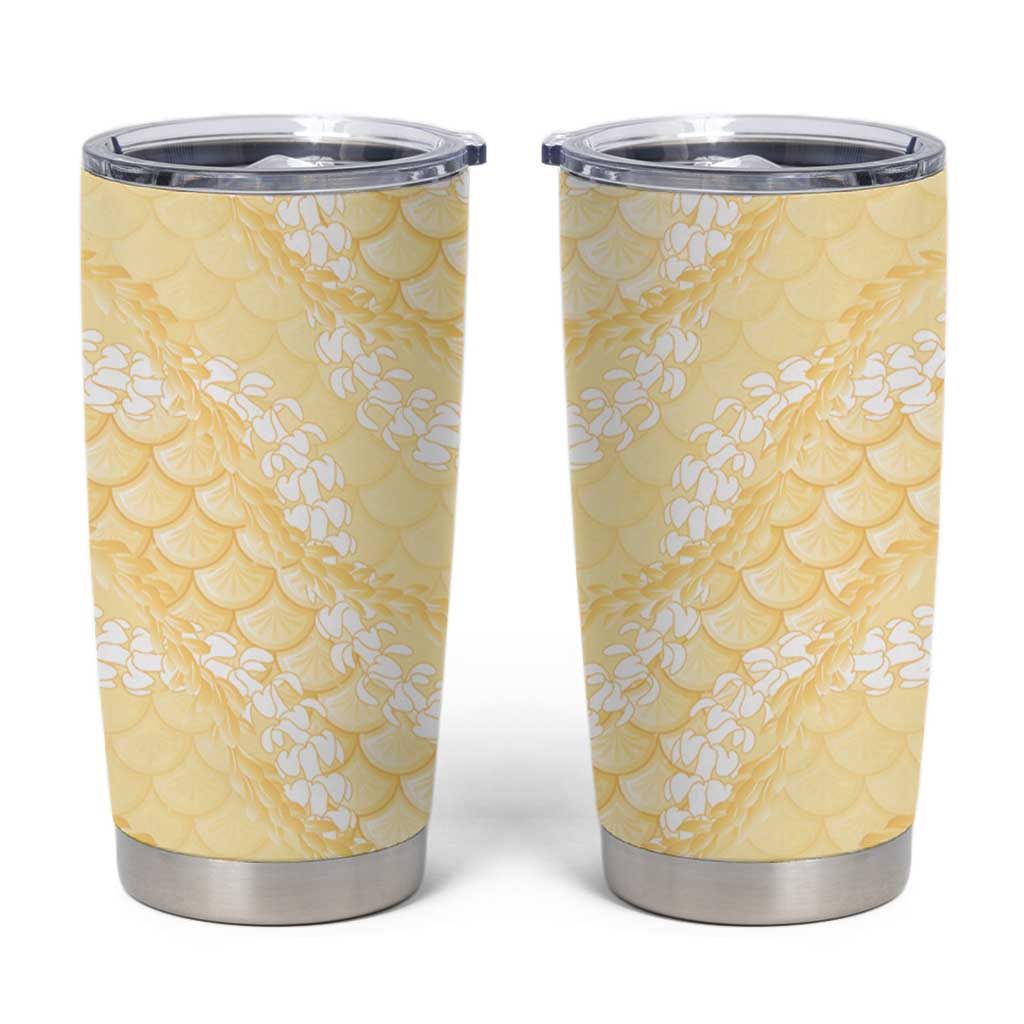 Pastel Yellow Mermaid Puakenikeni Maile Lei Tumbler Cup