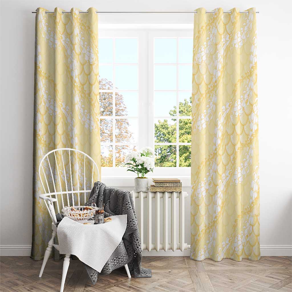 Pastel Yellow Mermaid Puakenikeni Maile Lei Window Curtain