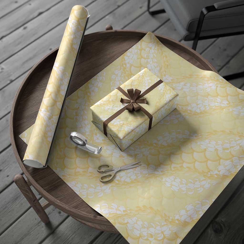 Pastel Yellow Mermaid Puakenikeni Maile Lei Wrapping Paper