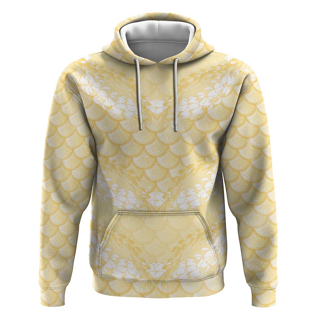 Pastel Yellow Mermaid Puakenikeni Maile Lei Zip Hoodie