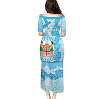 Personalised Fiji Day Family Matching Puletasi and Hawaiian Shirt Fijian Map Hibiscus Tapa Pattern LT01 - Polynesian Pride